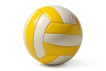 Volleyball game ball yellow and white sports equipment for team play with transparent background