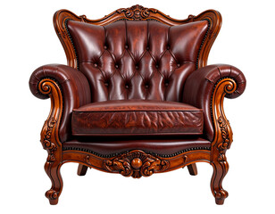 Antique Chippendale Wooden Armchair – Hand-Carved Classic PNG