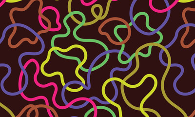 Colorful gradient organic line elements collection - flowing curved shapes in vibrant rainbow colors including pink, blue, yellow, green, purple, orange and cyan for modern abstract design background