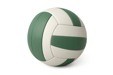 Volleyball ball standing on a transparent background, green and white panels, professional sports equipment