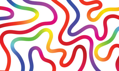 Colorful gradient organic line elements collection - flowing curved shapes in vibrant rainbow colors including pink, blue, yellow, green, purple, orange and cyan for modern abstract design background