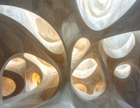 Abstract organic shapes create a light-filled, cavernous interior - Powered by Adobe