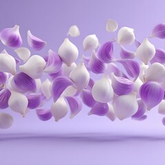 Abstract Floating Flower Petals in Soft Purple and White Hue