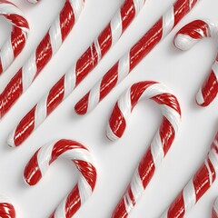 Colorful Candy Canes on White Background for Holiday Celebrations