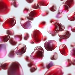 Abstract Floating Red Bubbles on Light Gray Background