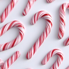 Colorful Candy Canes on White Surface for Holiday Celebrations