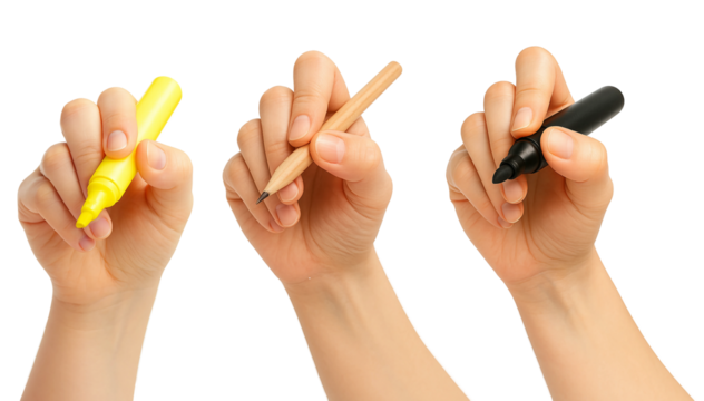 Hand Drawing Tools Set — Marker, Pencil, Highlighter