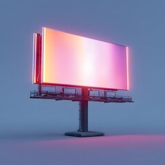 Modern digital billboard with vibrant neon glow at dusk