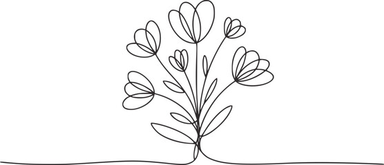 Delicate floral line art drawing sketch