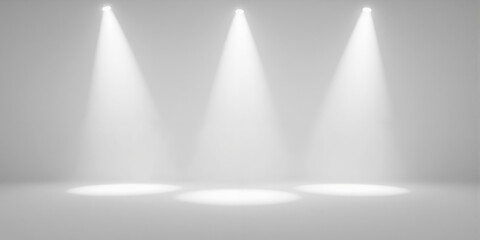 Obraz premium Spotlight Beam White Background Floor Light Ray Stage Presentation Effect Isolated Transparent Overlay Element Focused Illumination Bright Simple Clean Single