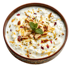 Creamy risotto with herbs and parmesan isolated on transparent background