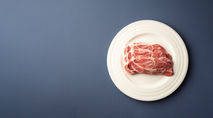 fresh Pork Neck on a plate