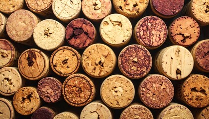 Rustic Wine Cork Collection - A Close-Up of Textures and Tones.