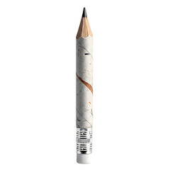 Naklejka premium A short patterned graphite pencil with an eraser isolated on a white background.