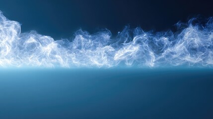 Fototapeta premium Ethereal Smoke Flowing Across a Calm Surface with Blue Tones and Soft Swirls Creating a Dreamy Atmosphere for Creative Backgrounds
