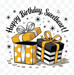 Festive Birthday Gifts Illustration