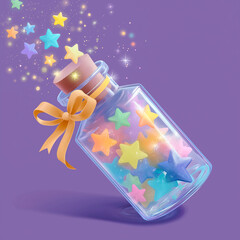 cute cartoon star illustration in bottle