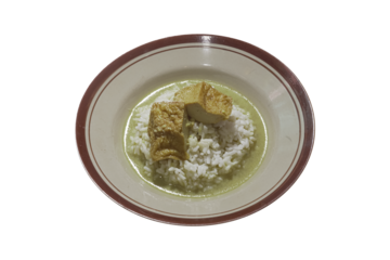 Traditional Indonesian Rice with Tofu Green Curry Sauce
