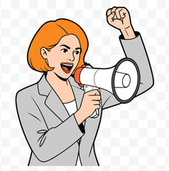 Woman Speaking Through a Megaphone