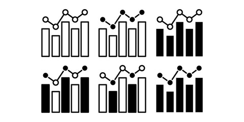 Bar Graph Black Icon Bundle for Business Data Analysis and Growth Presentation Design
