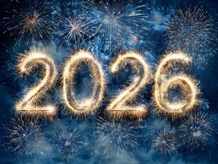 NYE 2026 Fireworks with Sparkler Effect.