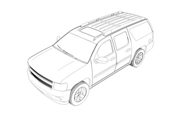 Fototapeta premium car outline drawing, sketch, contour image 