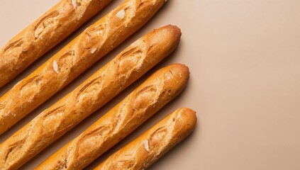 Golden Crusts. An Abstract Composition of Culinary Forms on a Subtle Hued Surface.