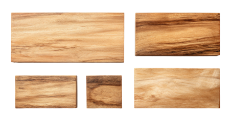 Wooden rectangles of varying sizes, showcasing intricate grain patterns and natural color variation