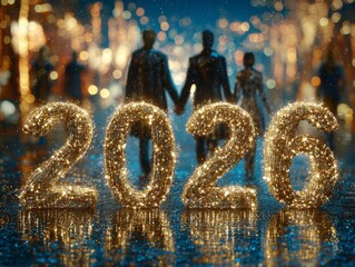 2026 Sparkler Fireworks Celebration on Bokeh Background.