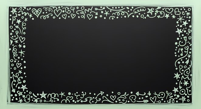A chalkboard with decorative elements on the border, perfect for educational or creative purposes