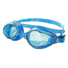 A pair of blue swim goggles, likely illustrated, on a transparent background