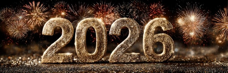 2026 Sparkler Numbers Against Festive Night Lights.