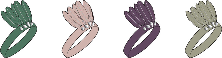 Colorful Headbands A Set of Four Decorative Headwear Items in Different Tones