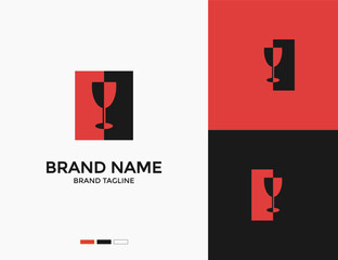 Dark Horror Cup Logo Design – Red and Black Glass Symbol with Creepy Aura for Cafe, Bar, and Halloween Branding