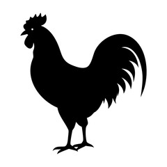 Rooster Silhouette Vector Icon. Farm Animal Logo Design Isolated on White Background.
