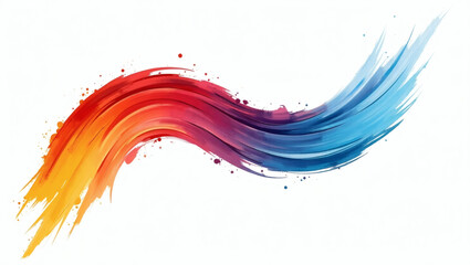Vibrant multicolored paint brush stroke with a dynamic wave shape and splattered effect