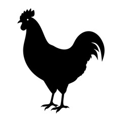 Rooster Silhouette Vector Icon. Farm Animal Logo Design Isolated on White Background.