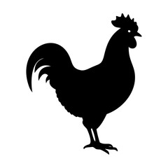 Rooster Silhouette Vector Icon. Farm Animal Logo Design Isolated on White Background.