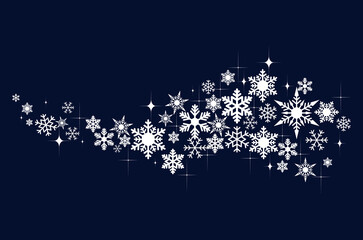 Isolated wate pattern white snowflakes abstract background. Christmas backdrop with copy space.