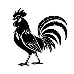 Rooster Silhouette Vector Icon. Farm Animal Logo Design Isolated on White Background.