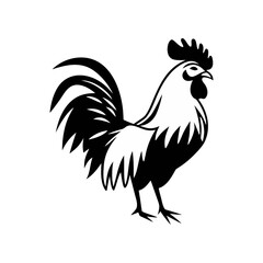 Rooster Silhouette Vector Icon. Farm Animal Logo Design Isolated on White Background.