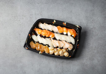 Different types of sushi on a plate