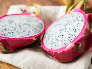 dragon fruit on chopping board