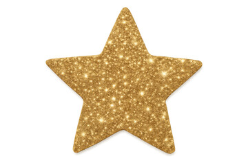 Obraz premium Golden glitter star shining brightly, symbolizing success, award, quality, christmas, and celebration. Transparent background