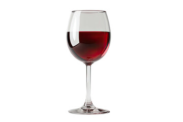 A stemmed glass filled with ruby-red liquid, presented against a stark black background