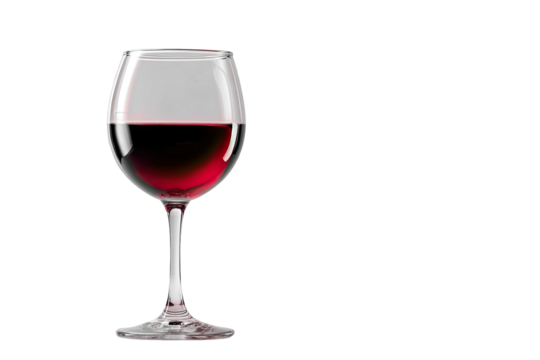 A photorealistic glass of red wine, with light reflecting off the liquid and glass