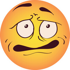 Orange Smiley Face Emoji Expressing Shock and Fear With Wide Eyes and Open Mouth On A White Background