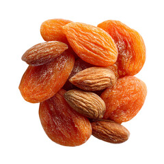 A pile of naturally sweet dried apricot isolated on transparent background