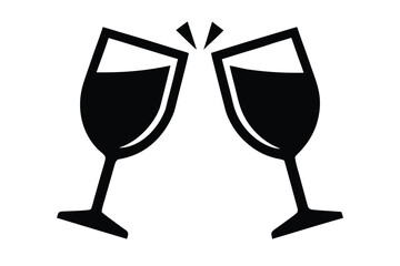 wine glasses clinking vector icon silhouette