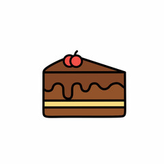 Delicious Chocolate Cake Slice with Cherries Dessert Illustration